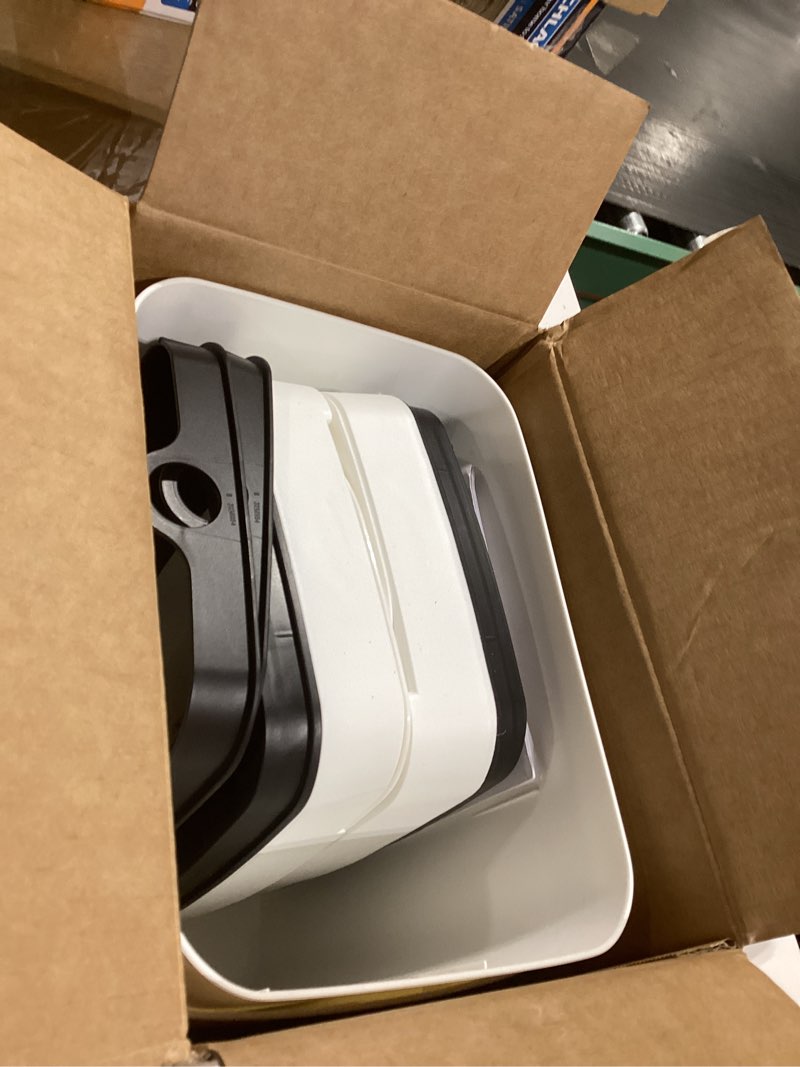 Condition photo showing Good Condition for 2 pack 2.7 gal bathroom trash can with lid, automatic trash can small smart garbage can touchless, slim motion sensor waterproof plastic trash bins for bedroom office kitchen toilet white 2.7 gal