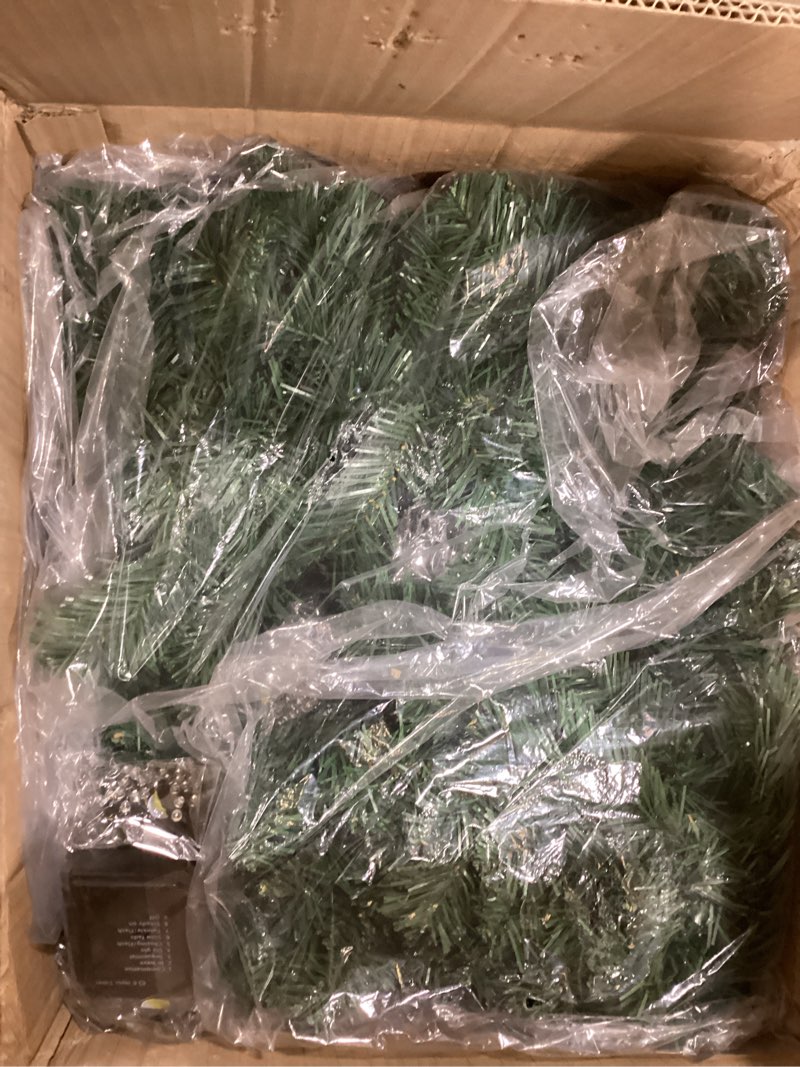 Condition photo showing Good Condition for yunlly 4 set 9 ft prelit christmas garland with timer xmas artificial pine garlands with 8 mode string lights for indoor fireplace kitchen holiday, total 36 ft (classic style with 50 lights)