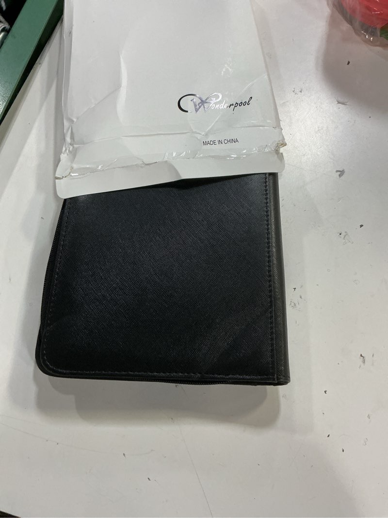 Condition photo showing Good Condition for wonderpool card binder a5 album zippered 4-pocket trading for 240 cards - leather pu card holder collection storage folder, side-loading for photo pokemon, mtg, tcg, yugioh, sports cards (black)