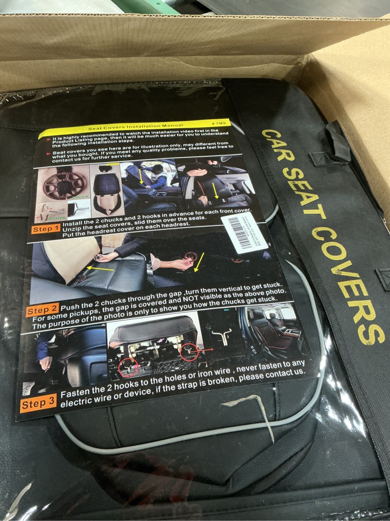 Condition photo showing Good Condition for FLORICH Car Seat Covers Full Set, Black Seat Covers for Cars, Waterproof Front and Rear Car Seat Protectors, Universal Fit for Most Cars Sedans Trucks SUVs - Black Black Fullset