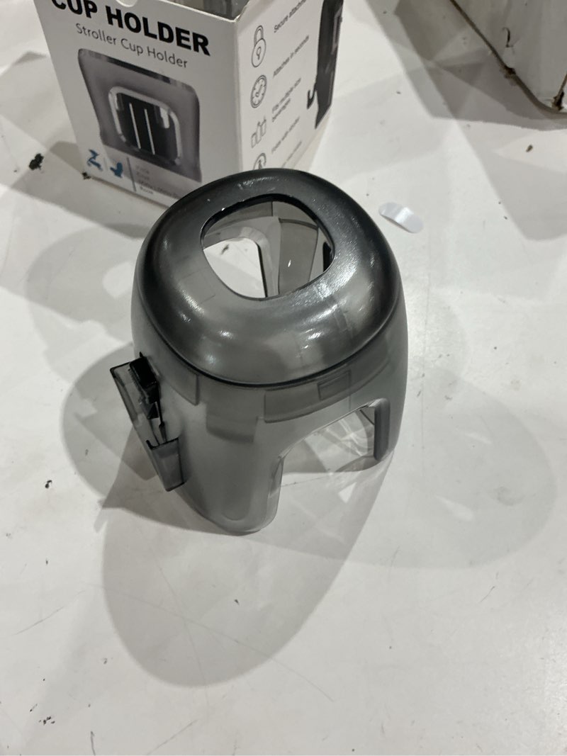 Condition photo showing As Is for stroller cup holder fits for uppababy vista/vista v2/vista v3/cruz/cruz v2/cruz v3/minu/minu v2/minu v3/minu duo, holds different drink sizes, one-hand quick install/remove, folds with stroller translucent 1 pack