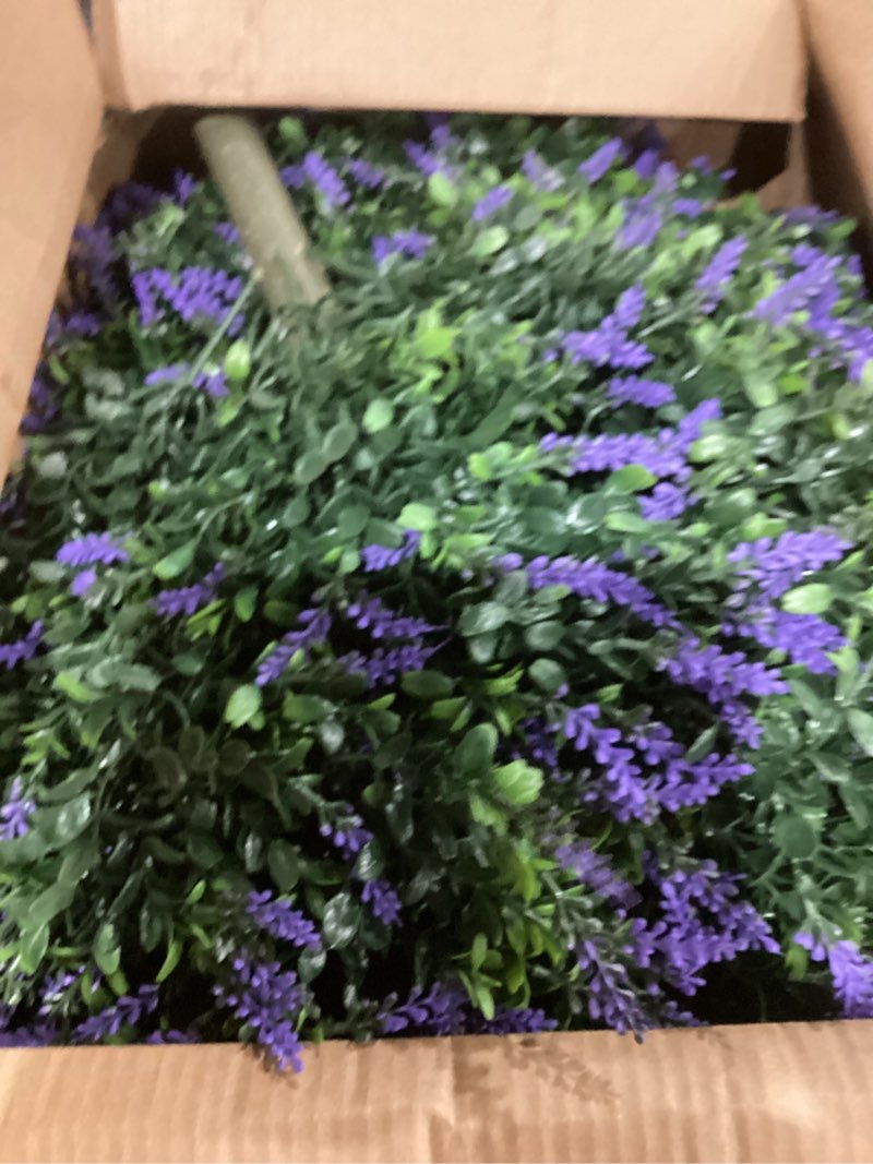 Condition photo showing Good Condition for 25.6" Artificial Lavender Topiary Ball Plants, 2 Pack Faux Bushes with Spike – UV Resistant & Fade Resistant Artificial Shrubs, Spring Artificial Plants for Indoor Outdoor Front Porch Garden
