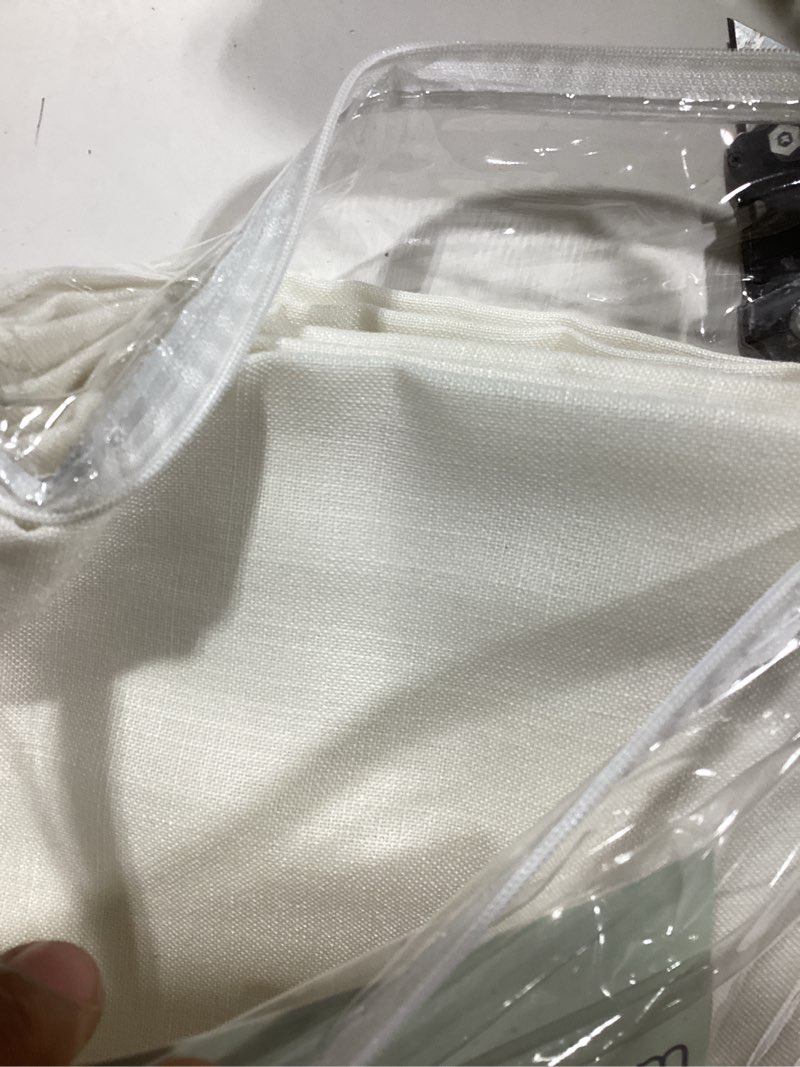 Condition photo showing Good Condition for nanspring beige white linen curtains 84 inches long for living room privacy coastal decor semi sheer curtain back tab and rod pocket light filtering drapes for bedroom, 2 panels 40 x 84 40"w x 84"l (pack of 2) beige white