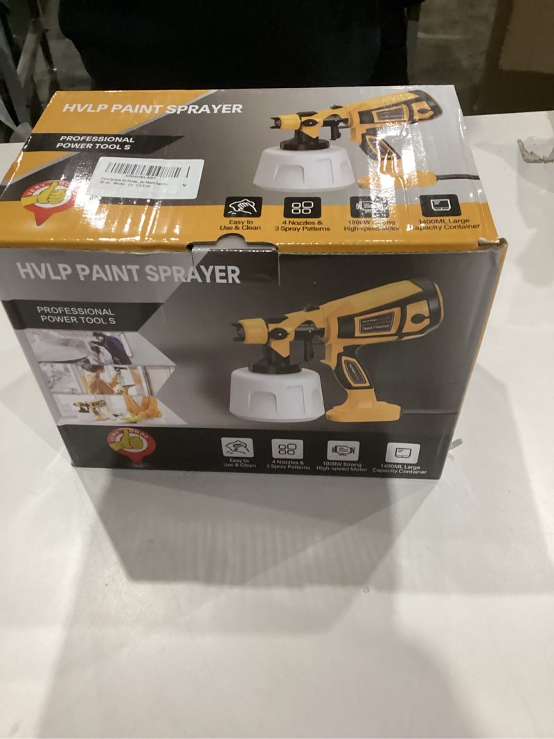 Condition photo showing New/Like New for Paint Sprayer for House Painting 1000W HVLP High Power Electric Spray Paint Gun with Adjustable Spray Width Knob,1400ML Container,4 Nozzles & 3 Patterns,Easy to Clean for Home Interior Orange