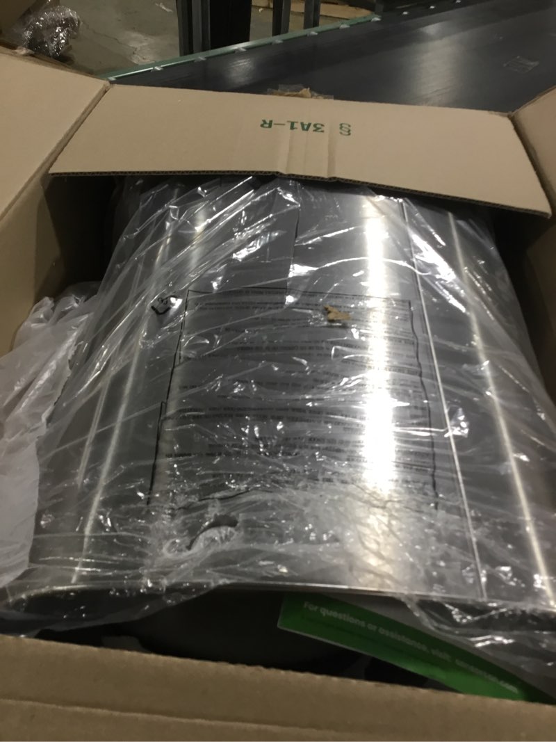 Condition photo showing Good Condition for SensorCan 50 Liter / 13 Gallon Kitchen Trash Can with AC Adapter & Odor Filter – Motion Sensor Stainless Steel Garbage Bin for Home, Office, Garage – Slim Oval Shape, Large Capacity Design Black and Silver