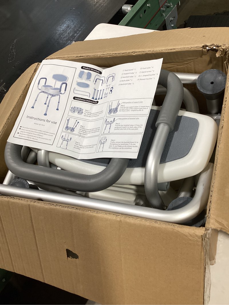 Condition photo showing Good Condition for shower chair for inside shower u-shape seat,450lb heavy duty shower chair for elderly and disabled,padded armrests and back,height adjustable bath chairs for seniors handicap,easy assembly