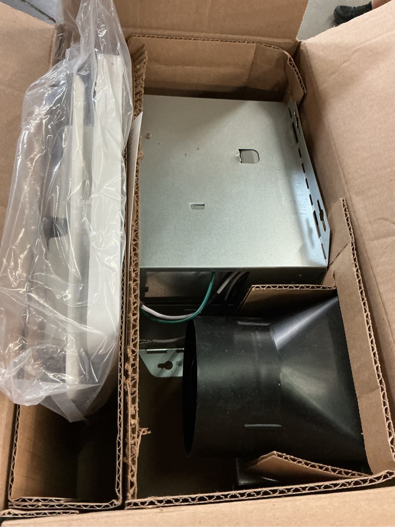 Condition photo showing Good Condition for broan-nutone roomside series, white, 50 cfm, no cut- roomside installation bathroom fan with light, energy star, bathroom exhaust fan