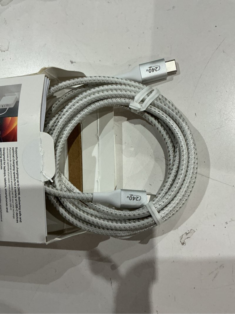Condition photo showing Good Condition for belkin boostcharge usb-c to usb-c power cable (2m/6.6ft) fast charging cable 240w power delivery usb-if for macbook pro, ipad, iphone 16 series, galaxy s25 series, nintendo switch 2 & more - white white 6.6 ft