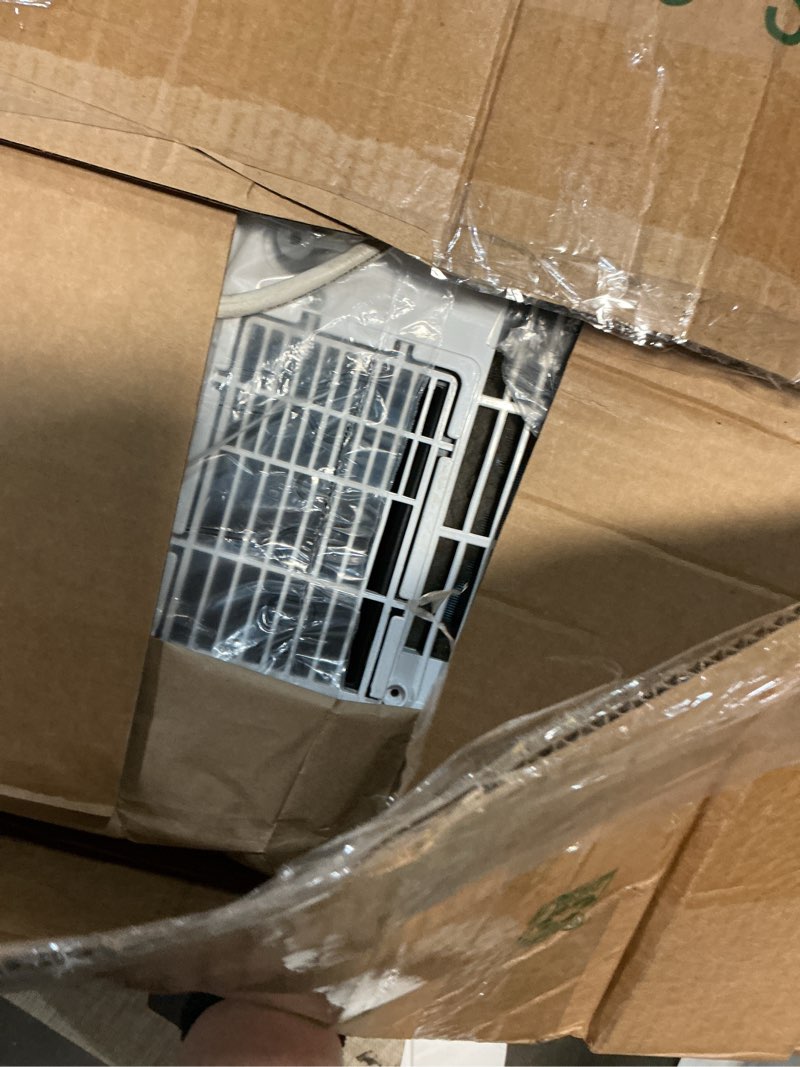 Condition photo showing As Is for 8000 btu portable air conditioner, portable ac unit with cooling, dehumidifier and fan functions, cools up to 420 sq. ft., remote control, led display included, gray top