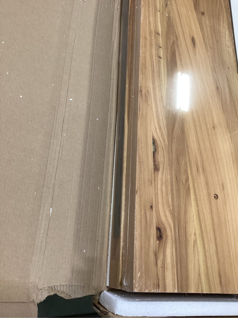 Condition photo showing New/Like New for Fun Memories Floating Shelves for Wall Set of 2, Rustic Solid Elm Wood Wall Shelves 24 Inch - Invisible Bracket Mount for Living Room, Bathroom, Bedroom, Kitchen, Natural Natural Elm Flat Edge, 24"L, 2Packs