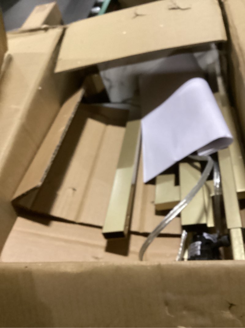 Condition photo showing As Is for GLOBE Electric 12273 D'Alessio 58" Floor Lamp, Gold, White Linen Shade, Faux Marble Base, On/Off Socket Rotary Switch, Title 20 LED Bulb Included