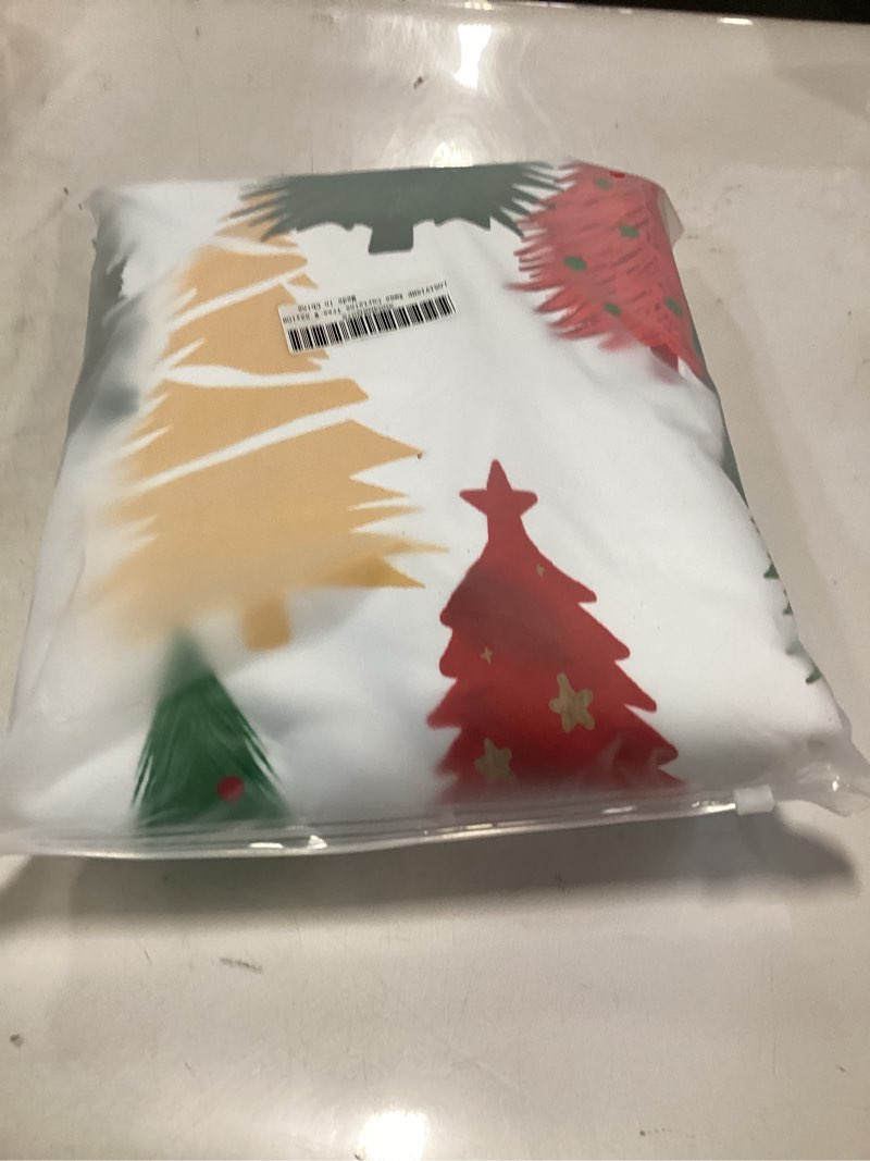 Condition photo showing New/Like New for Christmas Tree Curtain Light-Filtering, Thermal Insulated Festive Drapes for Living Room and Bedroom, Holiday Decorative Curtains, 2 Panels, 52 x 108 Inches, White Background White 52"W x 108"L (Pack of 2)