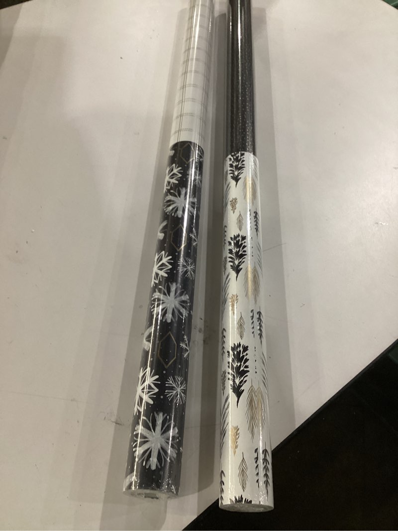 Hallmark Christmas Wrapping Paper Jumbo Rolls with Cut Lines on Reverse (2 Rolls, 4 Designs: 160 Sq.