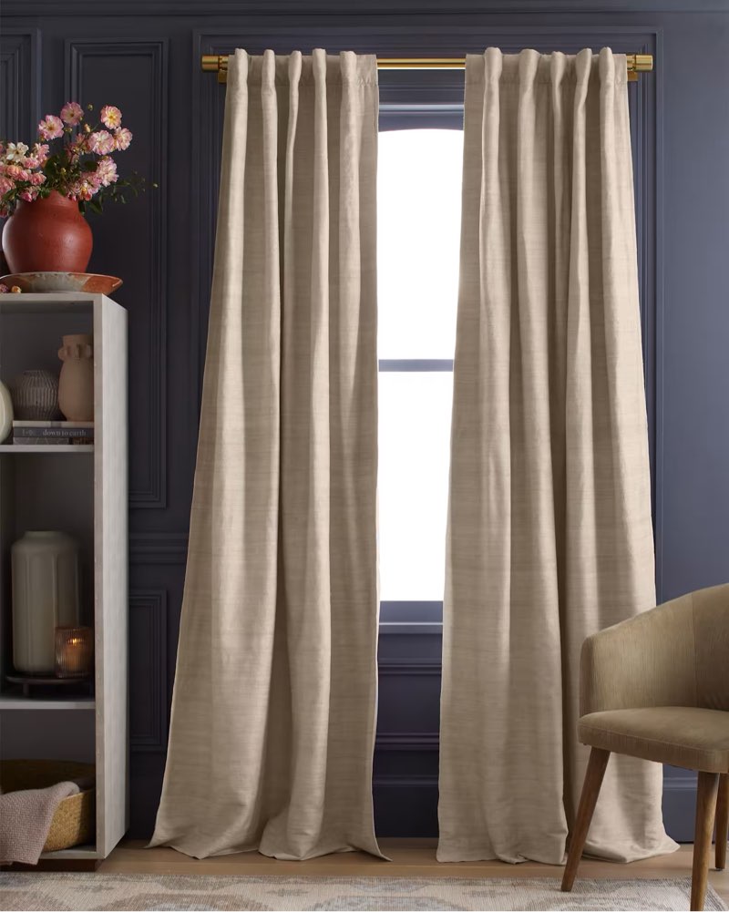 raw silk room darkening curtain - single panel color: sand size: 48x108