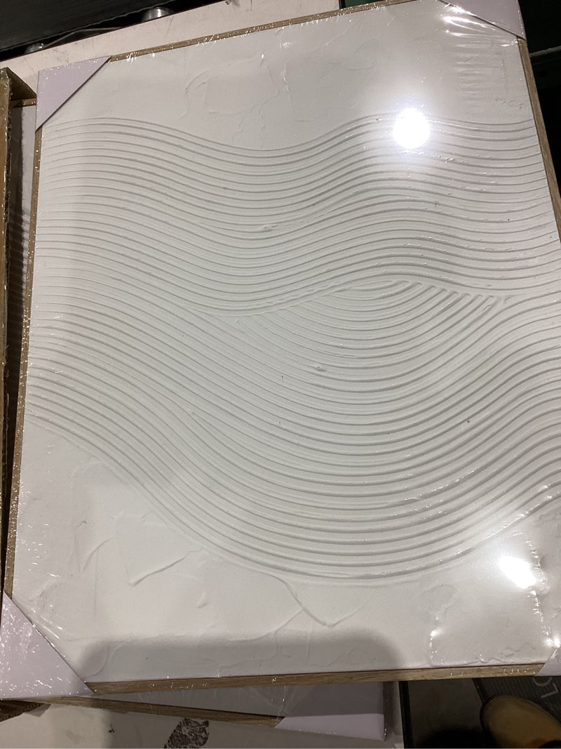 Condition photo showing As Is for Artiluxy 3D Minimalist Textured Wall Art Set of 2 – 16×20 in Neutral Sculptural Canvas for Living Room Bedroom Home Decor