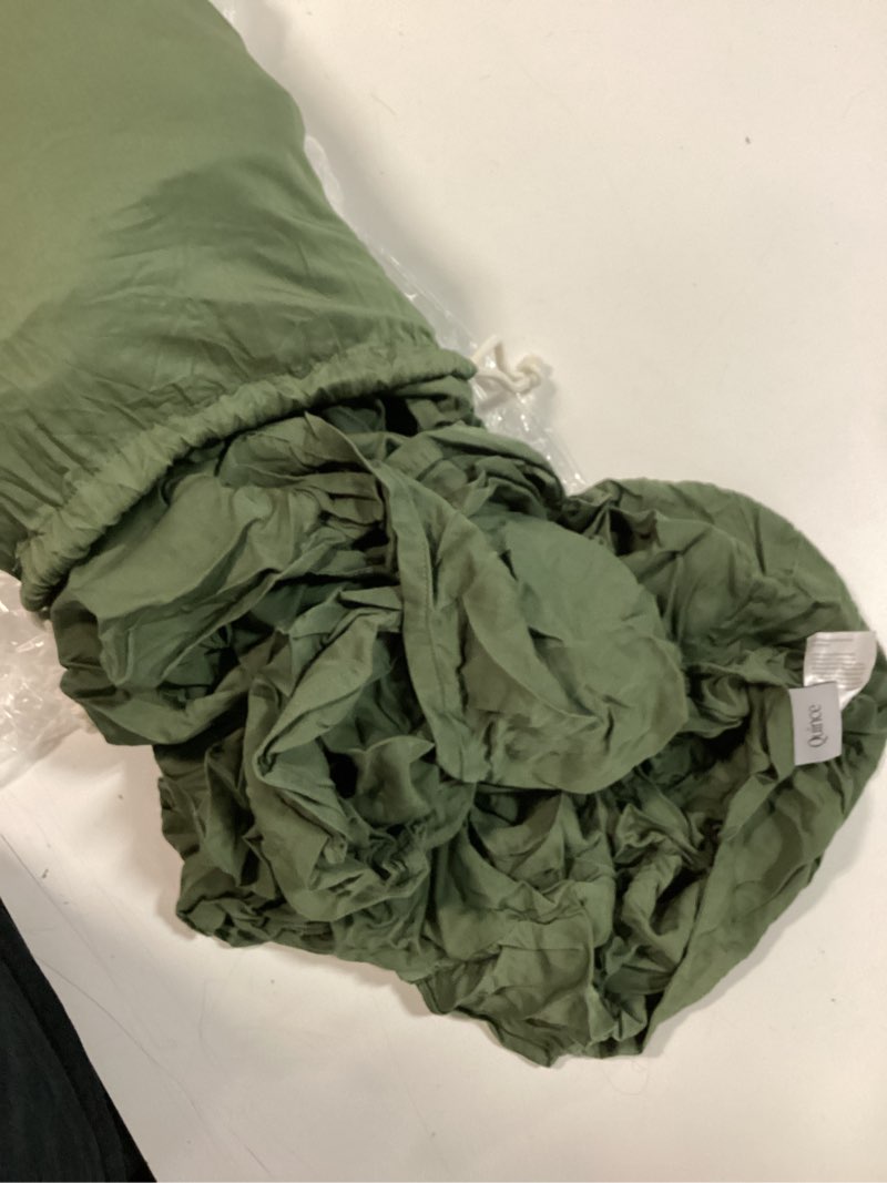 Condition photo showing As Is for quince bamboo duvet cover set full queen olive