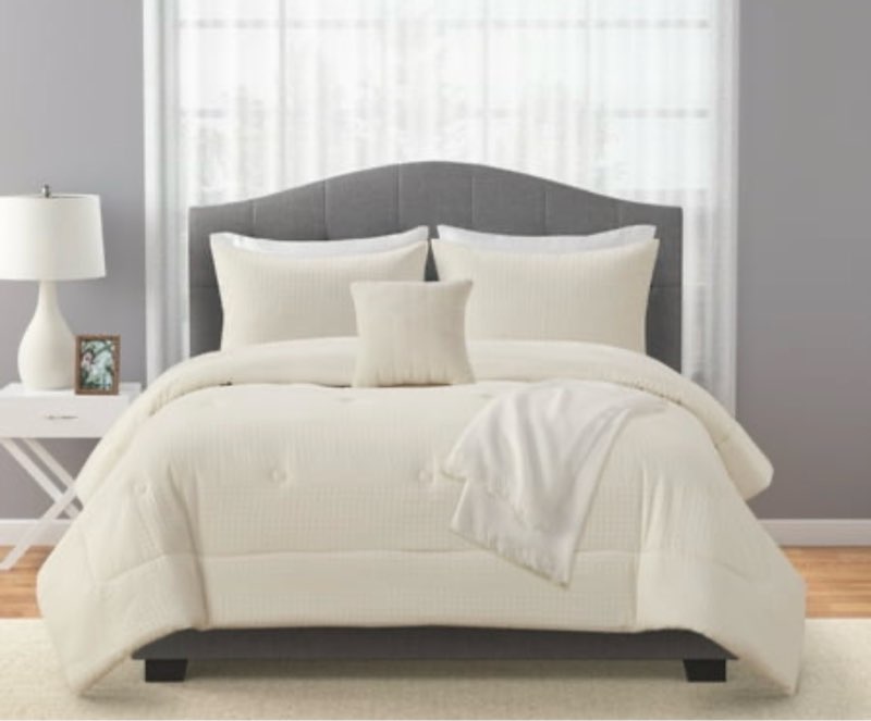Mainstays 5-Piece Ivory Waffle Comforter Set  King