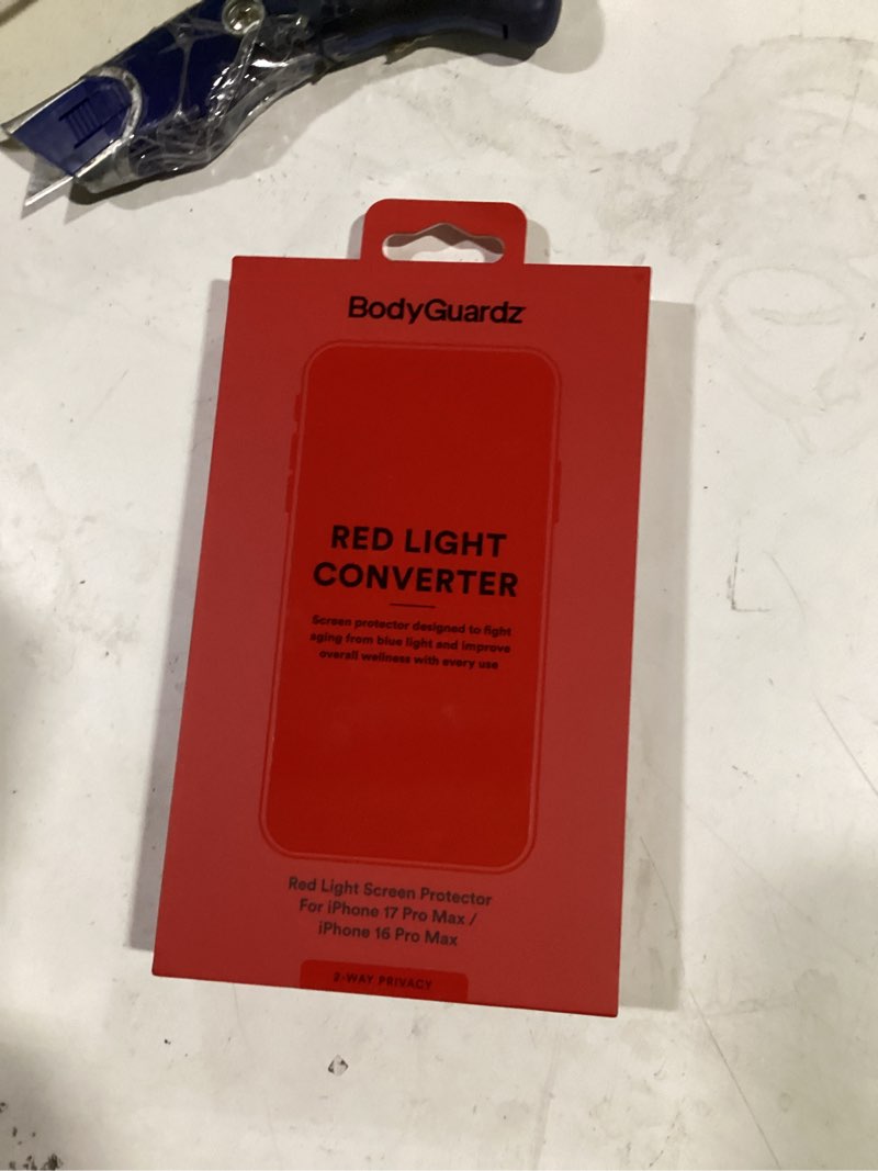Condition photo showing Good Condition for bodyguardz red light converter privacy screen protector – passive red light therapy for face - promotes better sleep, healthier skin, reduced eye strain - privacy glass, easy install (iphone 17 pro max / 16 pro max) red privacy iphone 17 pro max / 16 pro max