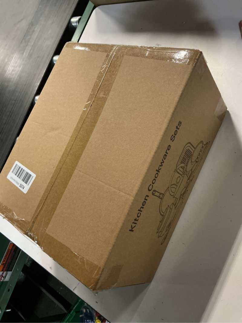 Condition photo showing New/Like New for Astercook 23 Pcs Pots and Pans Non Stick Ceramic Cookware Set Detachable Handle, RV Stackable Kitchen Cooking Set Removable Handles, Oven Safe, Induction Ready, Cream White