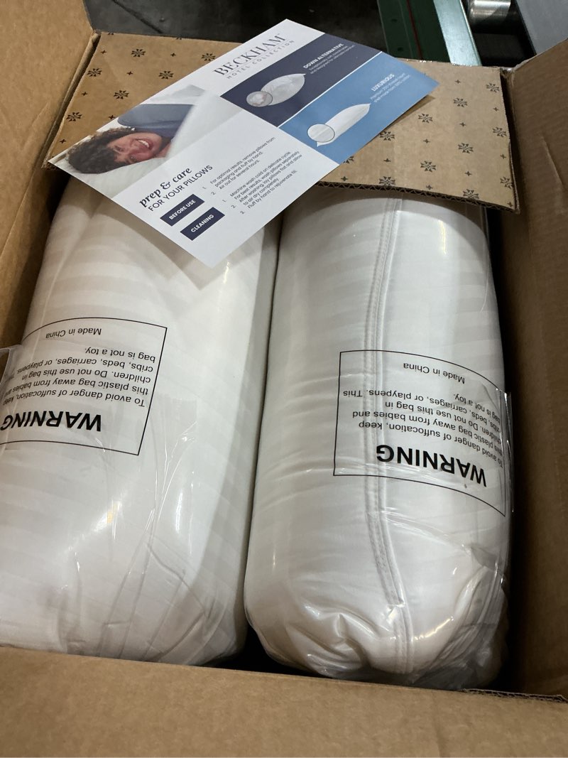 Condition photo showing New/Like New for beckham hotel collection bed pillows standard/queen size set of 2 - original soft down alternative pillow for sleeping - soft support for back, stomach or side sleepers queen / standard white