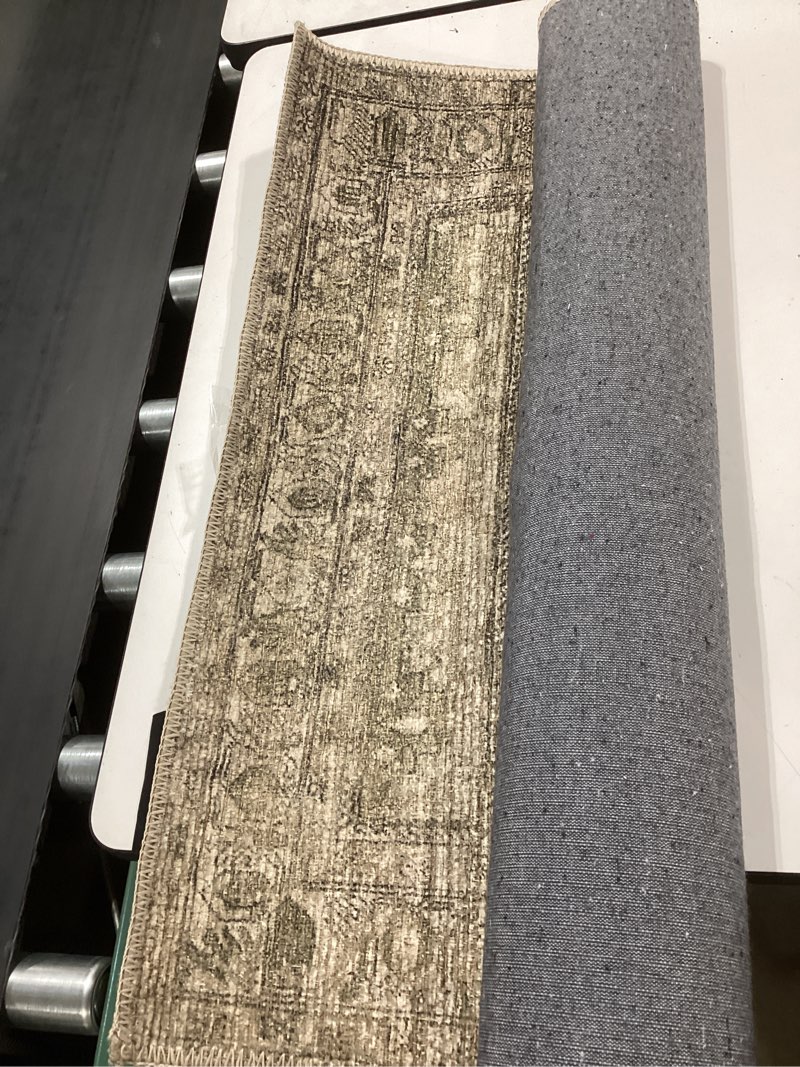 Condition photo showing Good Condition for loloi amber lewis cambria collection cbr-03 sand/olive 2'-6" x 7'-6" runner rug jute, neutral, vintage style, antique tone, living, bedroom, dining, carpet sand / olive 2'6" x 7'6" (rectangular)