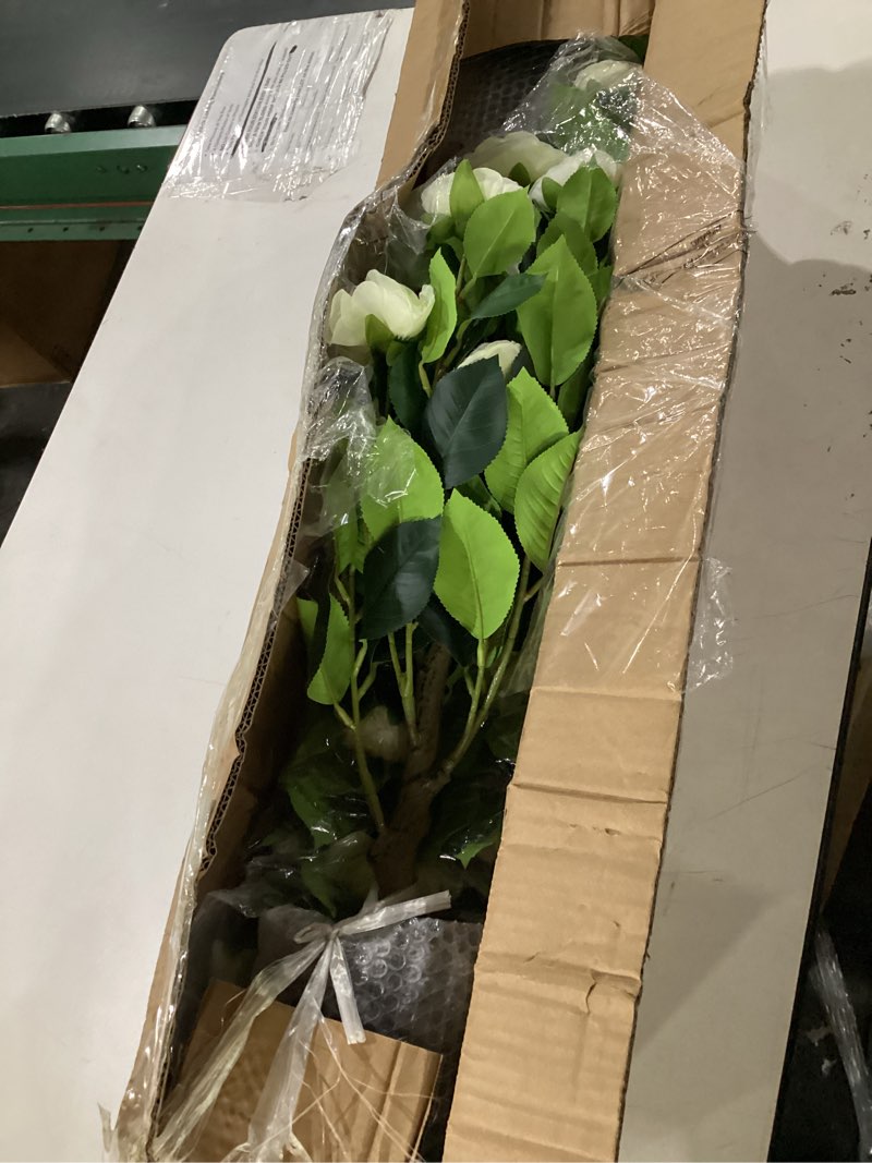 Condition photo showing Good Condition for hananona 2 pcs artificial camellia trees faux camellia plant in pot with flowers indoor plants for spring home decor outdoor porch front door decor (white, m)