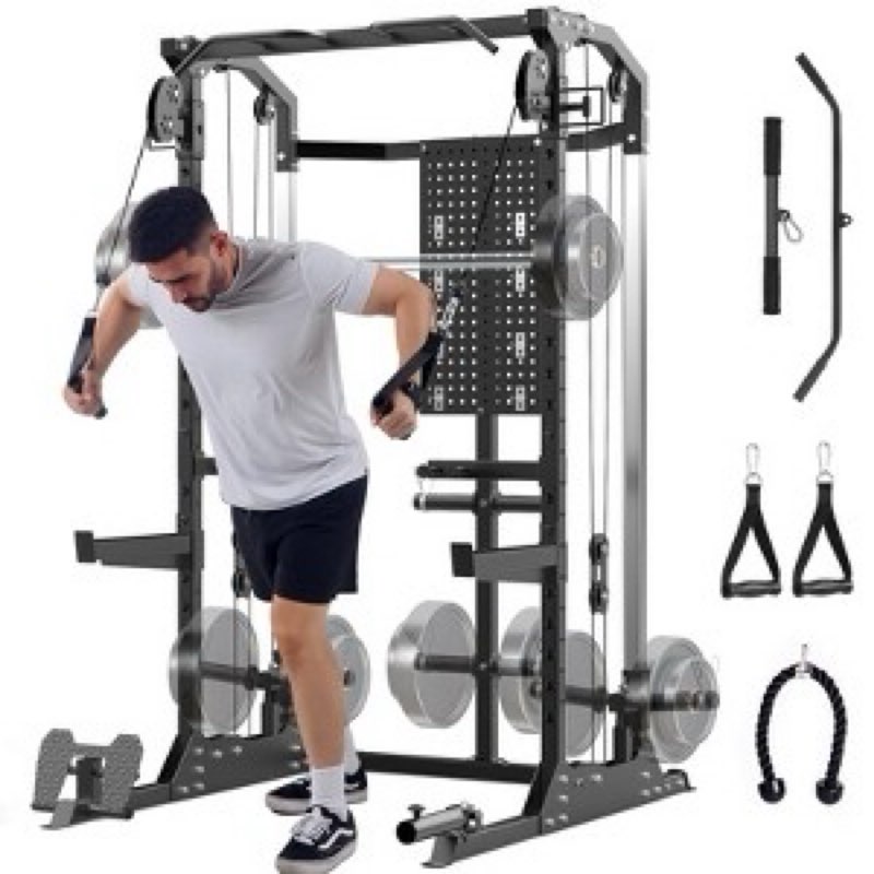 power cage, 2000lb power rack with independent dual pulley system, multi-function home gym workout incomplete box 2 of 2 only