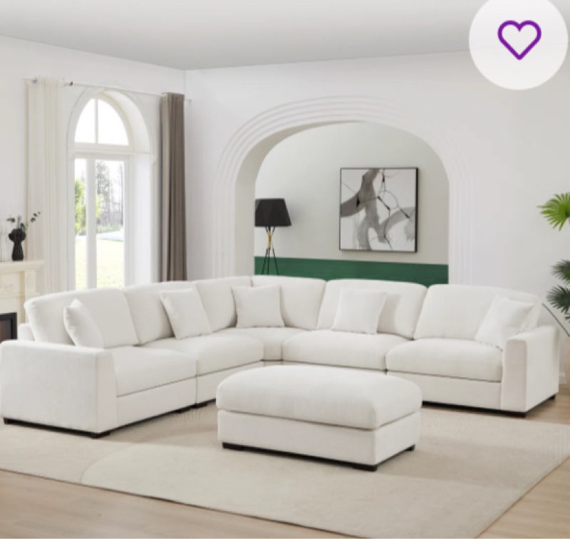 ( incomplete) Eugenijus Reversible Modular 6 Piece Corner Sectional Couch with Ottoman