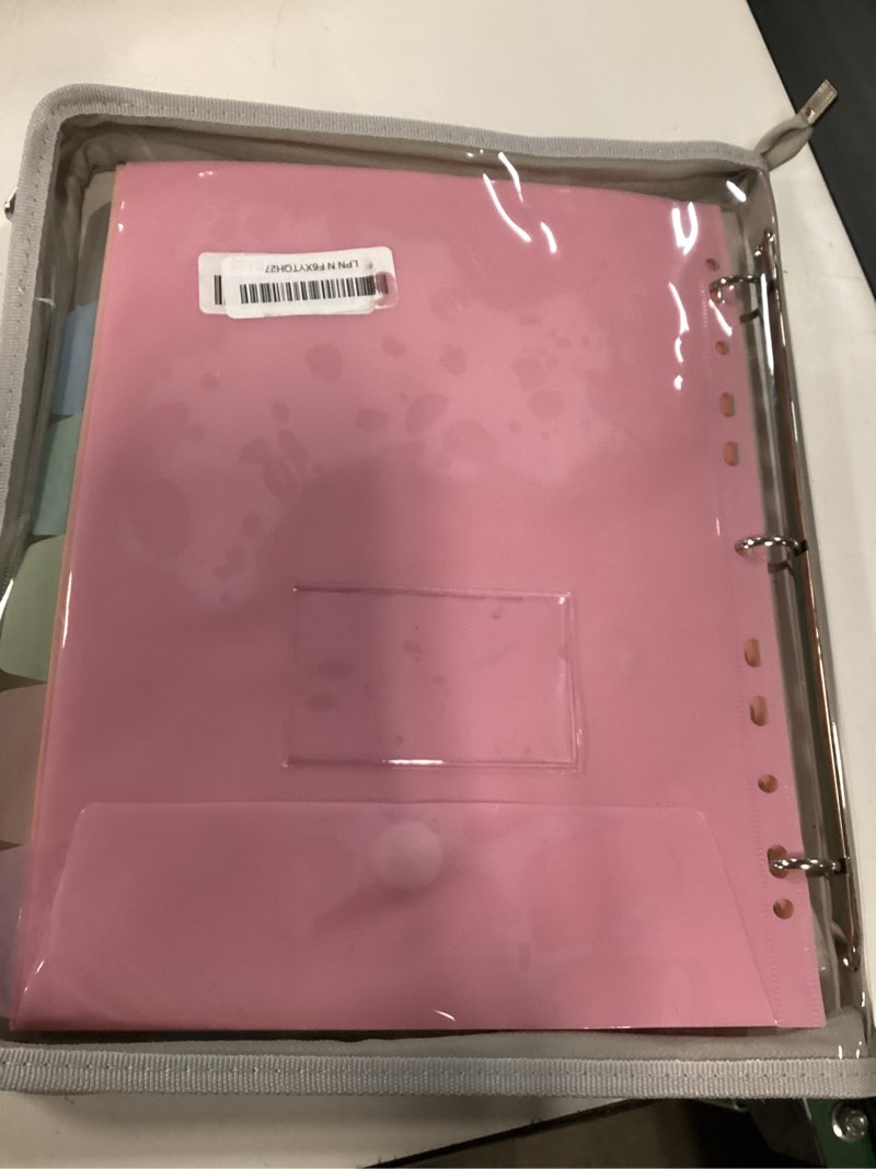 Condition photo showing New/Like New for uquelic document organizer, soft pvc binder with 12 colorful pockets - zipper binder 3 ring with dividers letter size (11'' x 8.5'')-large capacity cute folder for school, office & home use? (grey)