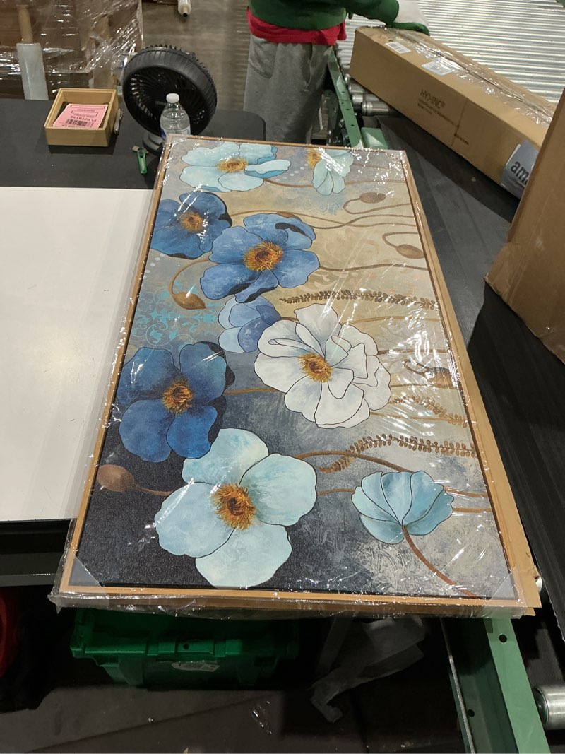 Condition photo showing New/Like New for shoci large flowers wall art - indigo floral canvas picture for living room aesthetic retro white blossom painting prints decor rustic brown botanical artwork wall art for bedroom decoration