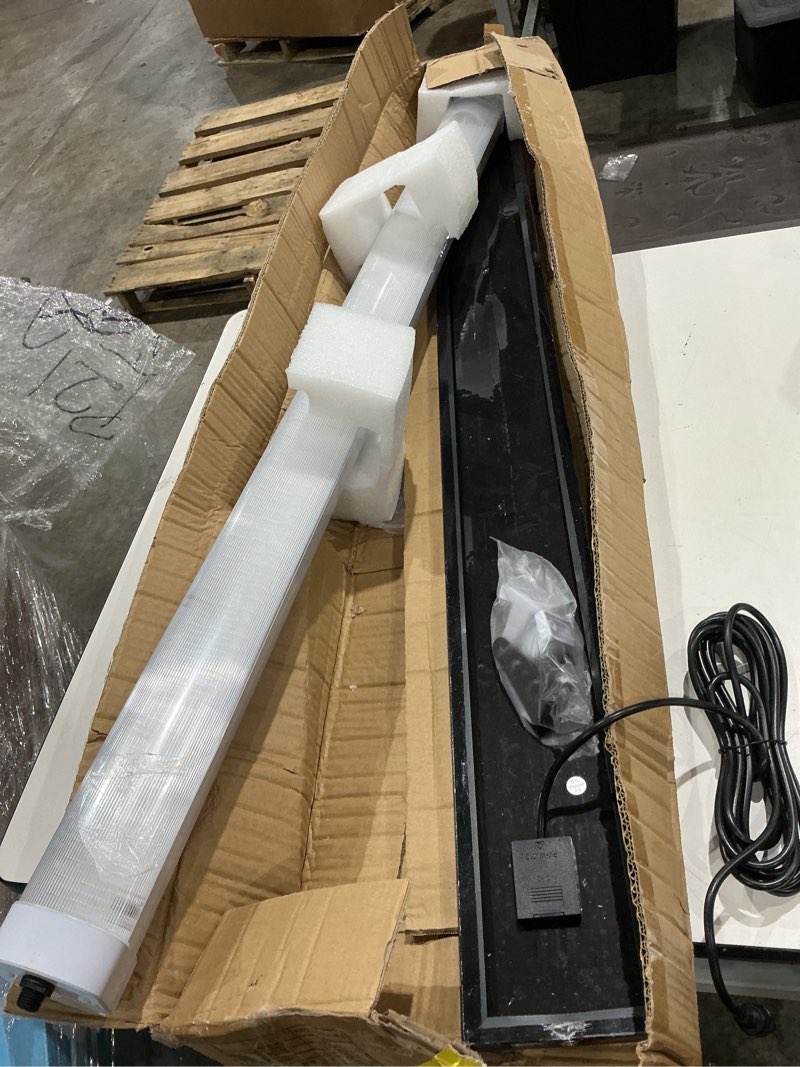 Condition photo showing Good Condition for solar shed light outdoor with motion sensor, solar shop lights 3 color, ip66 waterproof flood light,solar light for chicken coop dusk to dawn & timer, for garage barn house (white, 4ft) white 4ft