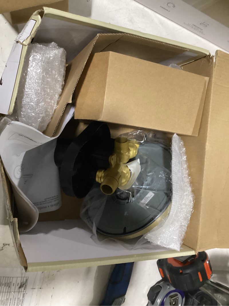 Condition photo showing As Is for allen + roth harlow brushed gold 2-handle 6-in round bathtub and shower faucet with valve (single function)