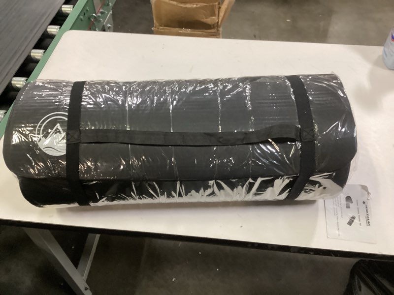 Condition photo showing New/Like New for foam sleeping pad for camping - 1.25-inch-thick waterproof sleep pad with carry straps for cots, tents, or sleepovers by wakeman outdoors (black) black 1 pack