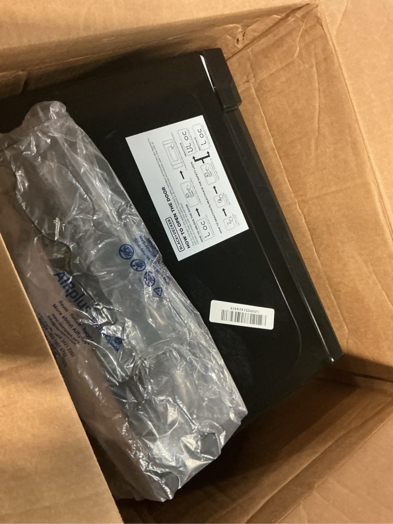 Condition photo showing As Is for BLACK+DECKER EM720CB7 Digital Microwave Oven with Turntable Push-Button Door, Child Safety Lock, 700W, Stainless Steel, 0.7 Cu.ft 0.7 cu. ft.