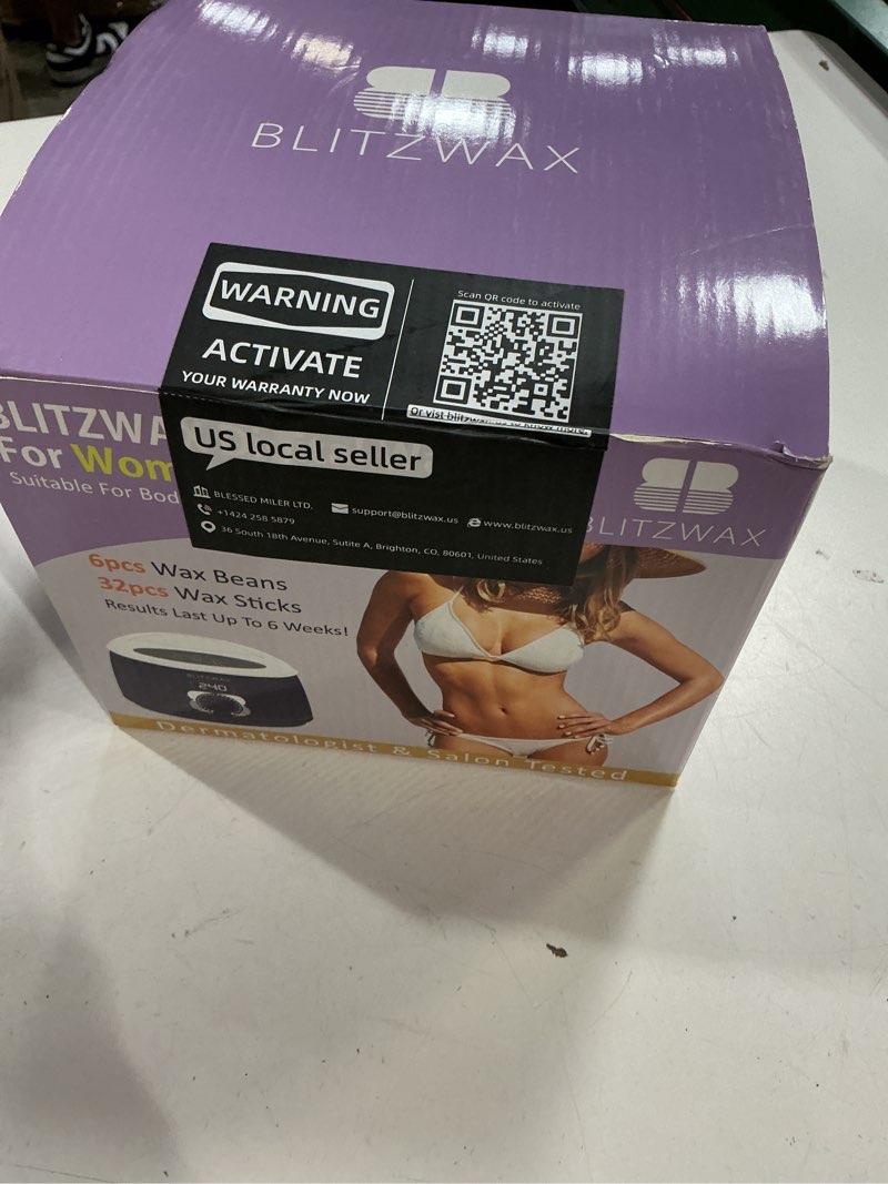 Condition photo showing New/Like New for BLITZWAX Brazilian and Bikini Waxing Kit for Women, Hard Wax Warmer for Face, Legs and Body, At Home Hair Removal Kit, Beginner Friendly, Quick Heating, Pink and Blue Gradient Color Pink-Blue