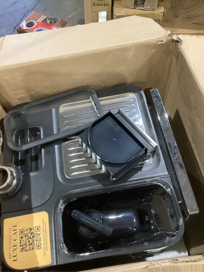 Condition photo showing As Is for Ninja Luxe Café 3-in-1 Espresso, Drip Coffee and Cold Brew Machine | Integrated Coffee Grinder, Milk Frother, Assisted Tamper & Built-In Espresso Accessory Storage | Stainless Steel | ES601 Luxe Cafe Stainless Steel