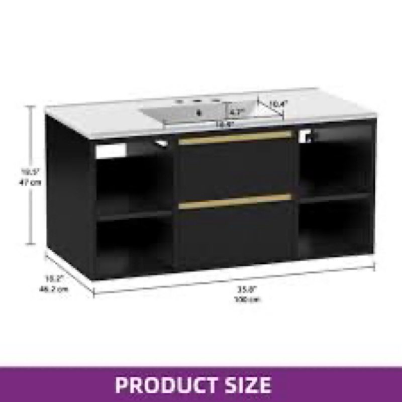 Eveline 36" Wall-Mounted Single Bathroom Vanity