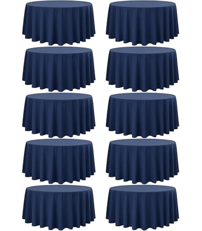 Teruntrue 12 Packs Navy Blue Round Tablecloths 120 inch Round Table Cloth, Washable Polyester Fabric