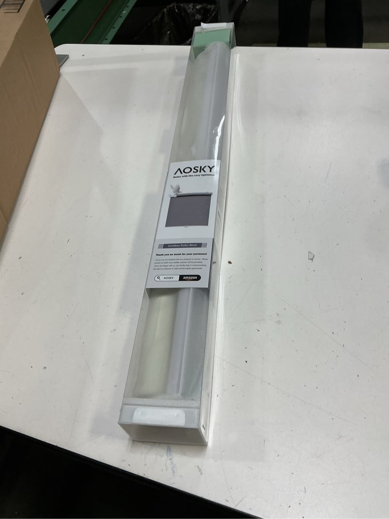Condition photo showing New/Like New for AOSKY Cordless Roller Shades Blackout Blinds for Windows Room Darkening Rolled Up Shades with Spring System, UV Protection Window Shades Door Blinds for Home and Office (24" W x 72" H, Ivory) 24"W x 72"H Ivory