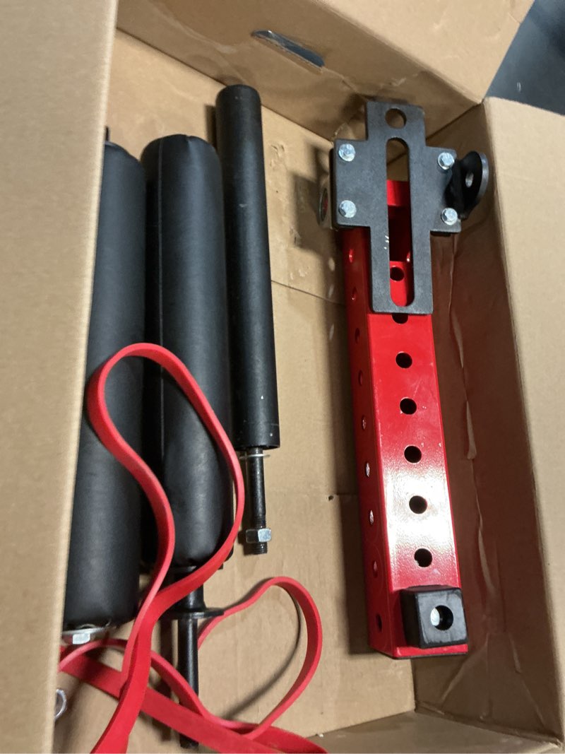 Condition photo showing As Is for EVERYMATE Seated Leg Strength Extension and Curl Athletic Practice Machine,Adjustable Leg Fitness Equipment Attachment, Fitness Squat Rack Accessories( 5/8 inch Aperture Rack Hole-RED)