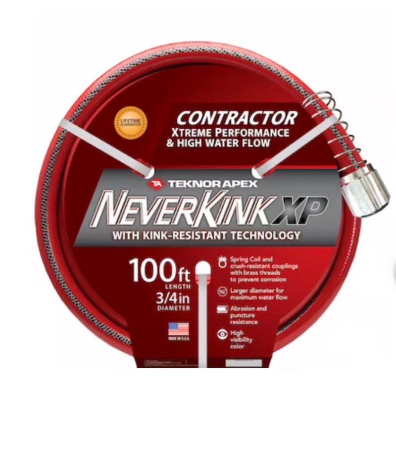  neverkink xp teknor apex 3/4-in x 100-ft contractor -duty kink free vinyl red coiled hose