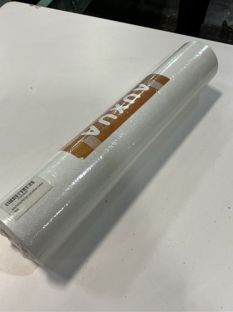 Condition photo showing New/Like New for Premium Wall Paper Peel and Stick Modern 17.7" X 394"- Extra Thick, Durable & Luxurious - Light Textured Grasscloth Peel and Stick Wallpaper for Bathroom, Bedroom, Furniture 394" x 17" White