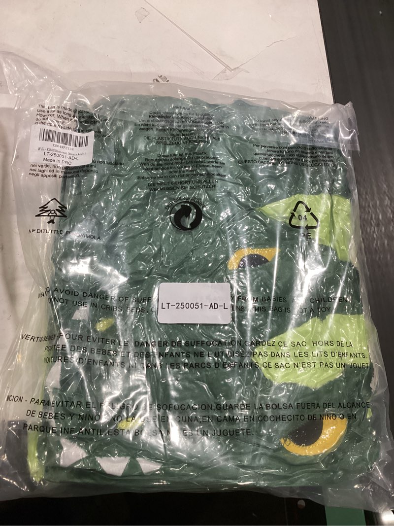 Condition photo showing Good Condition for Adult Onesie Animal Pajamays Sleepwear Christmas Costumes Unisex One Piece Cosplay Suit for Women and Men Large Dinosaur