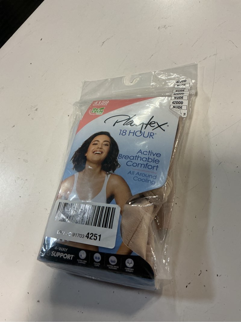 Condition photo showing New/Like New for playtex women's 18 hour active breathable comfort wireless bra us4159,nude,42ddd