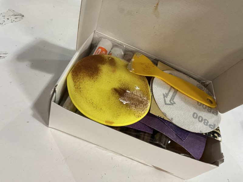 Condition photo showing As Is for REALINN Wood Furniture Repair Kit- Set of 28 - Touch Up Markers, Fillers with Wood Putty - Repair Scratch, Cracks, Hole, Discoloration for Wooden Door, Floor, Table, Cabinet