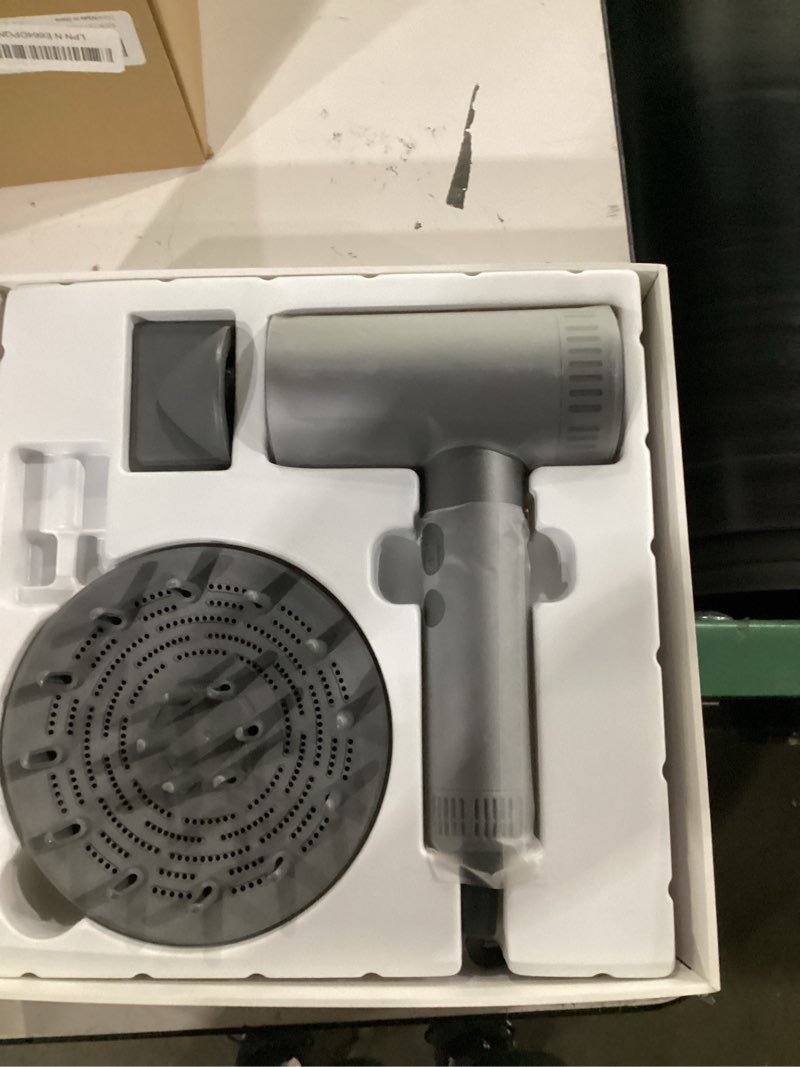 Condition photo showing Good Condition for hair dryer, professional ionic hair dryer for fast drying, high speed hair blow dryer with diffuser for home salon travel, constant temperature hair care without hair damage gery