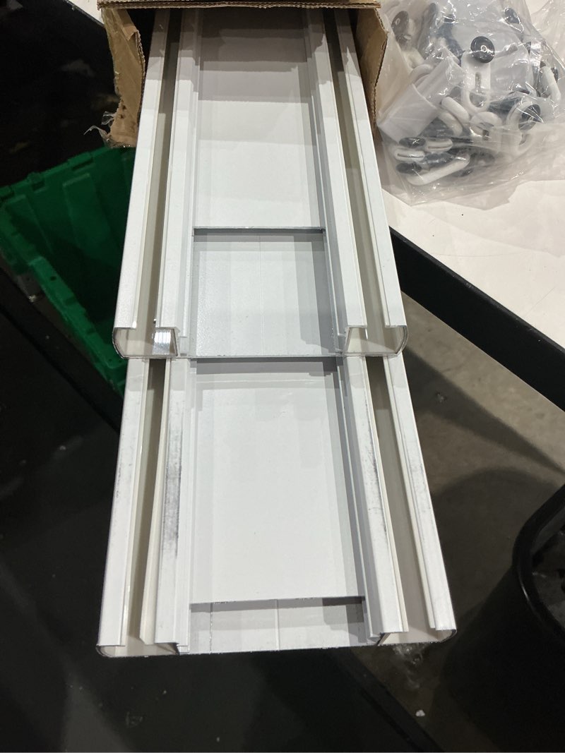 Condition photo showing As Is for not exact but similar to double row curtain track ceiling mounted, silent heavy duty curtain track system, sliding rails for curtains, room divider for bedroom living room hospital whi