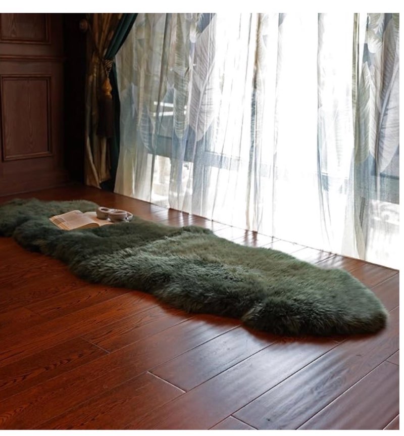 RZLWOOL Genuine Sheepskin Rug New Zealand Fluffy Lambskin Rug, Natural Luxury Sheepskin Throw for Be