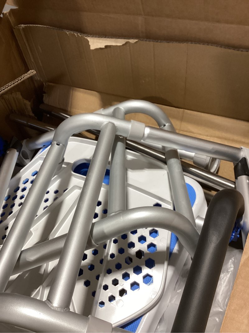 Condition photo showing New/Like New for Sliding Shower Chair Swivel Tub Transfer Bench with Backrest with Non Slip Suction Cups 400lbs Weight Capacity Adjustable Height Shower Seat for Elderly Disabled Bathing Inside Shower