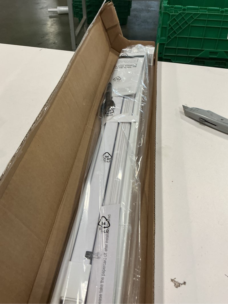 Condition photo showing New/Like New for LazBlinds No Tools-No Drill 1" Aluminum Mini Blinds, Cordless Blinds for Indoor Windows, Light Filtering Horizontal Blinds and Shades for Window Size 21'' W x 48'' H, Silver Grey No Drill-silver Grey 21'' W x 48'' H